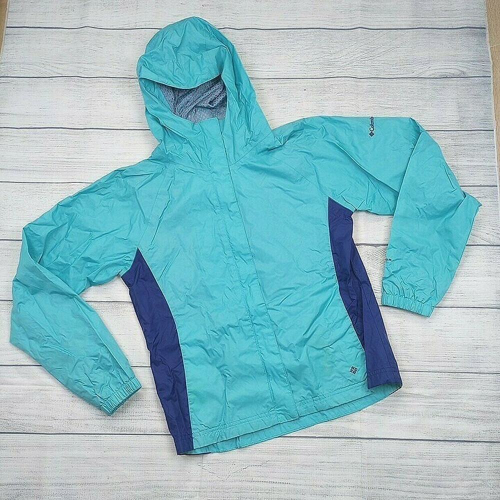14/16 Columbia Hooded Teal Windbreaker
